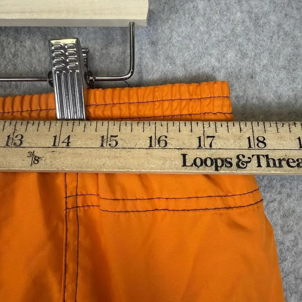 Nike Mens Swim Trunks XL Orange Elastic Drawstring Waist Pockets Mesh Lined